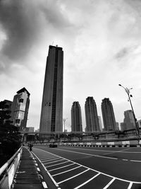 Low angle view of modern buildings against sky