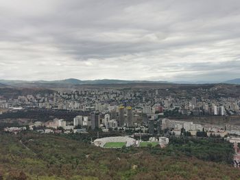 High angle view of townscape against sky