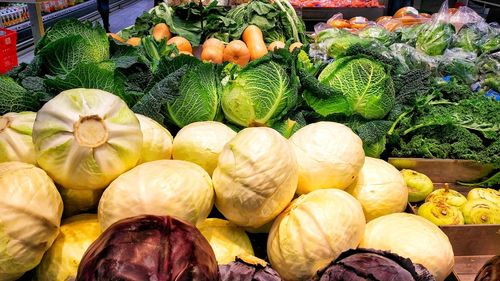 Close-up of pumpkins for sale at market