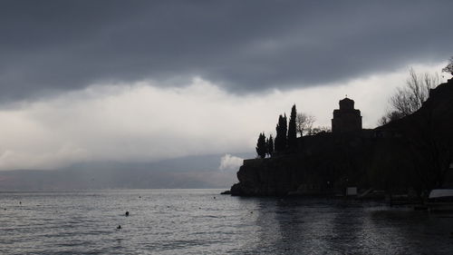 Scenic view of sea against cloudy sky