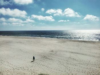 Scenic view of sea against cloudy sky