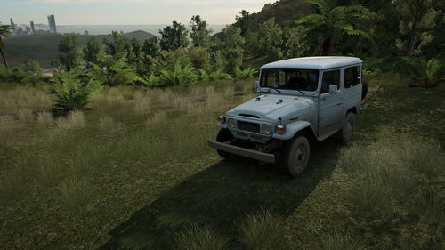 Vintage car on field