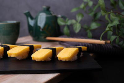 Close-up of food on table
