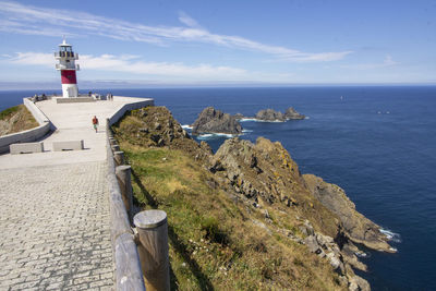 Scenic view of sea and buildings against sky