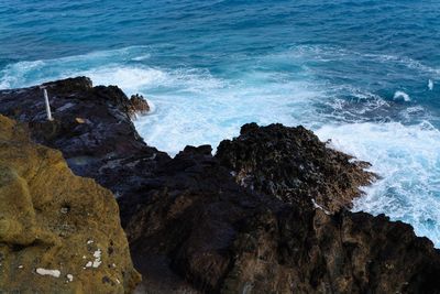 Rock formation in sea