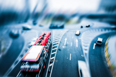 High angle view of traffic on road