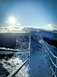 Snow covered mountain against sky