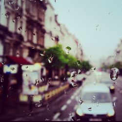 Close-up of water drops on glass