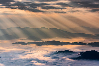 Low angle view of dramatic sky during sunset