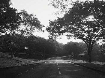 Street amidst trees against sky