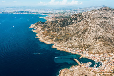 High angle view of beach