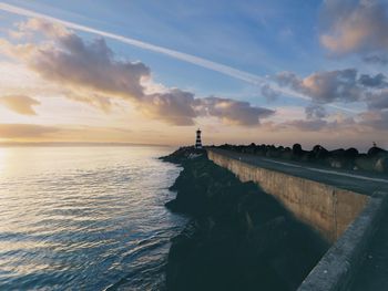 Scenic view of sea against sky during sunset