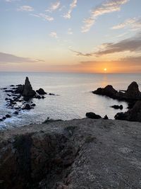 Scenic view of sea against sky during sunset