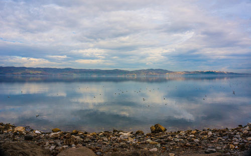 Scenic view of lake against sky