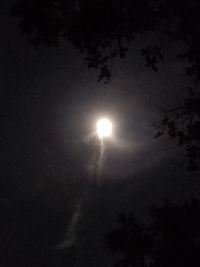 Low angle view of moon in sky at night