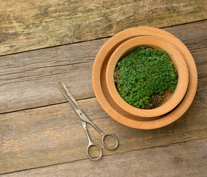 High angle view of food on table