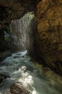 Water flowing in cave