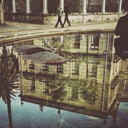 Reflection of buildings in water