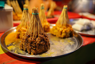 Close-up of food in plate on table