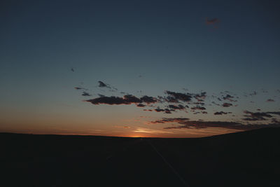 Scenic view of silhouette landscape against sky at sunset