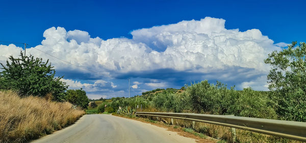 Road amidst trees against sky