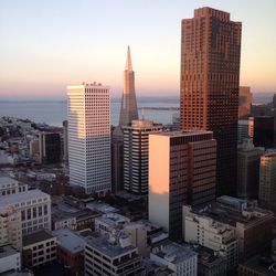 Skyscrapers at sunset