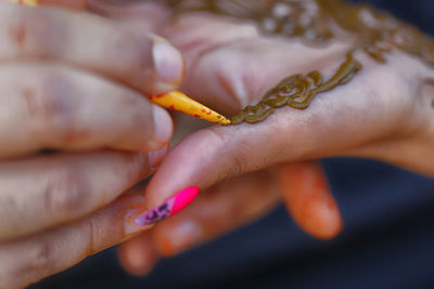 Close-up of woman hand