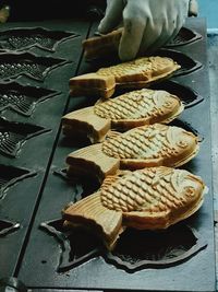 High angle view of cookies on table