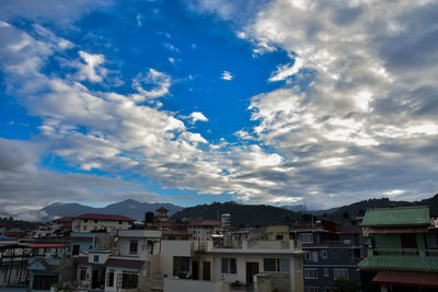 High angle view of townscape against sky