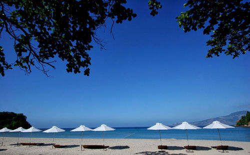 Scenic view of calm sea against clear sky