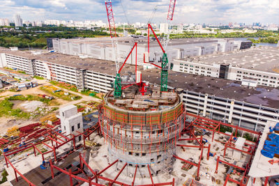 High angle view of buildings in city