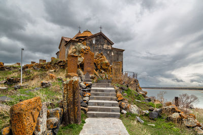 Hayravank monastery on coast of sevan lake in armenia
