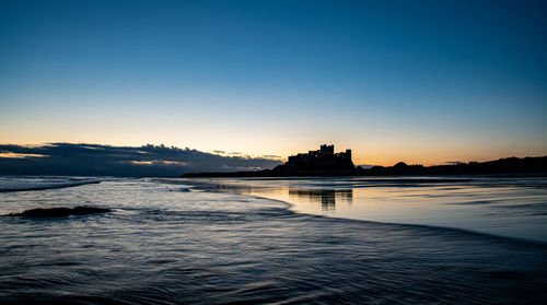 Scenic view of sea against sky at sunset