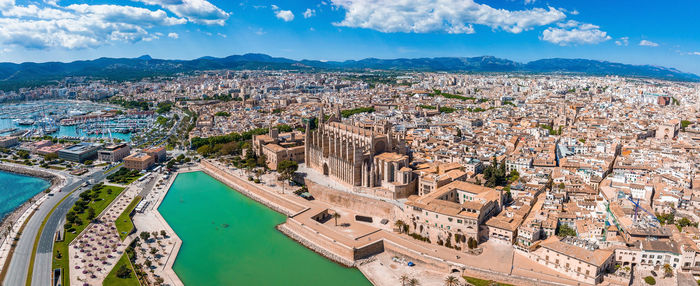 Aerial view of the capital of mallorca - palma de mallorca in spain.