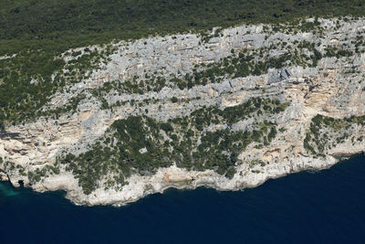 Aerial view of the cliffs and bay in telascica nature park