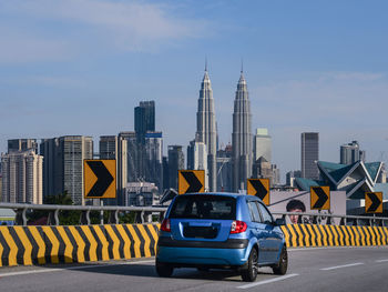 View of city street against sky