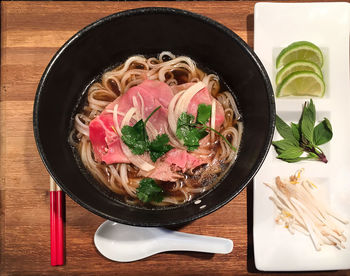 High angle view of food in plate