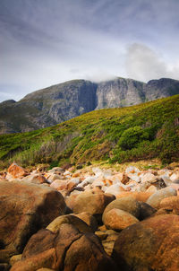 Scenic view of mountains against sky