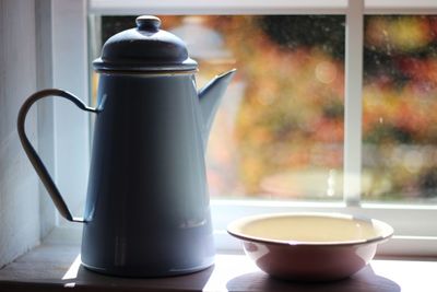 Close-up of tea cup on table