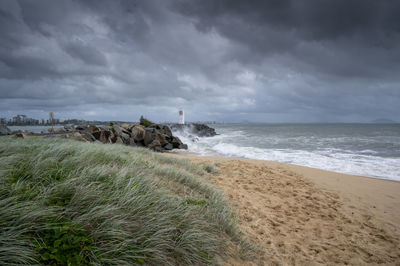 Scenic view of beach against sky