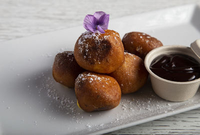 Chocolate filled donuts. typical spanish sweet