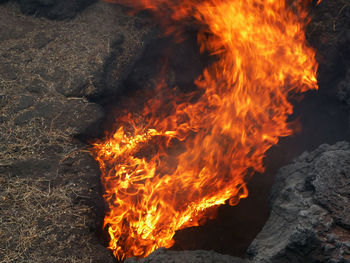 Close-up of fire at night