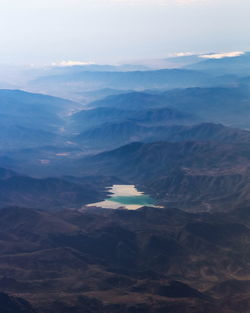 High angle view of mountain range