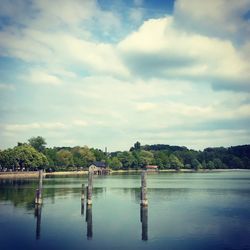 Scenic view of lake against sky