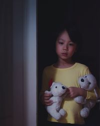 Portrait of cute baby boy at home