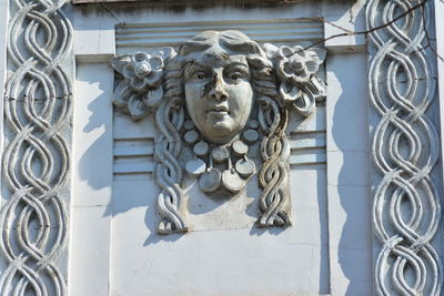 Close-up of statue against building