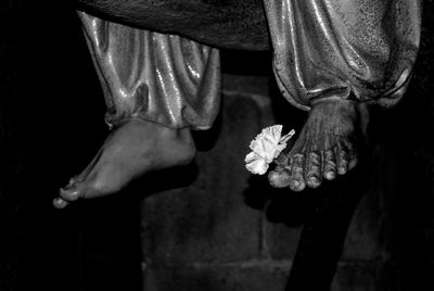 Close-up of flower on statue