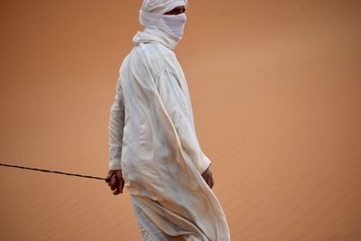 High angle view of man standing in dessert