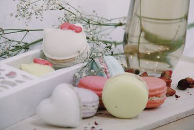 Close-up of ice cream in plate on table