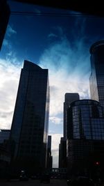 Low angle view of modern building against sky